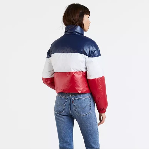 Levi’s striped colorblock sam cropped puffer jacket size xl - Picture 11 of 12